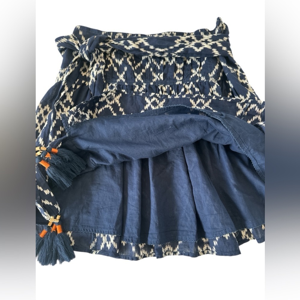 Anthropologie Navy Blue Rimbaud Tie-Waist Cotton Mini Skirt - Picture 7 of 11
